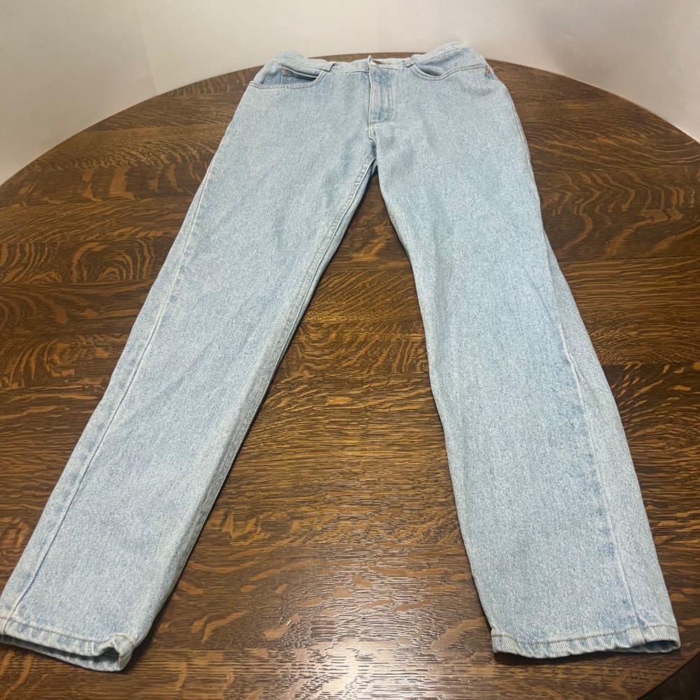 Lee Jeans Women 13 Long Light Wash USA Made High Rise Straight Leg Denim